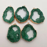 Green Quartz Crystal Druzy Agate Pendants for Jewelry Making