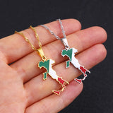 Map Flag Pendant Stainless Steel Necklaces - Italian Maps Party Birthday Jewelry