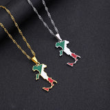 Map Flag Pendant Stainless Steel Necklaces - Italian Maps Party Birthday Jewelry