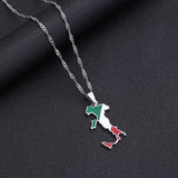 Map Flag Pendant Stainless Steel Necklaces - Italian Maps Party Birthday Jewelry
