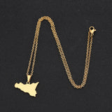 Sicily Map Pendant Necklace Silver Stainless Steel Italian Sicilia Jewelry