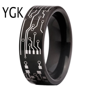 CIRCUIT BOARD Tungsten Ring Wedding Band for Men and Women