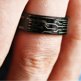 CIRCUIT BOARD Tungsten Ring Wedding Band for Men and Women