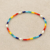 Japanese Style Rainbow Bracelet Women's Bead Weaving Natural Pearl Jewelry