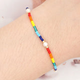 Japanese Style Rainbow Bracelet Women's Bead Weaving Natural Pearl Jewelry