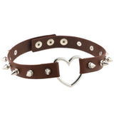 Harajuku Rivet Leather Collar Love Heart Necklace KJL068