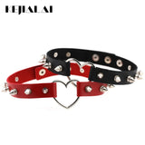 Harajuku Rivet Leather Collar Love Heart Necklace KJL068