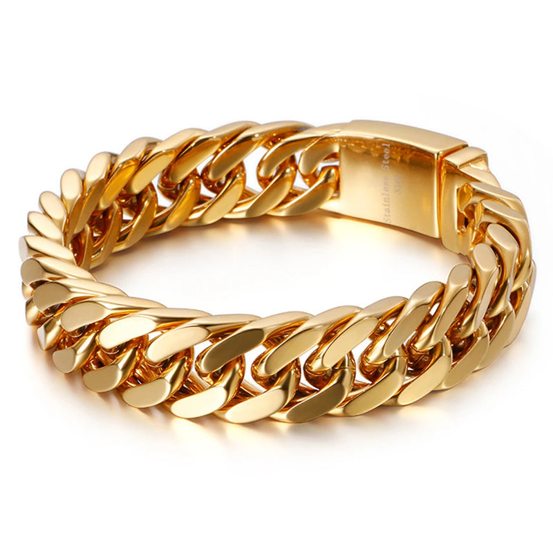 Men's Stainless Steel Cuban Links Bracelet 15mm