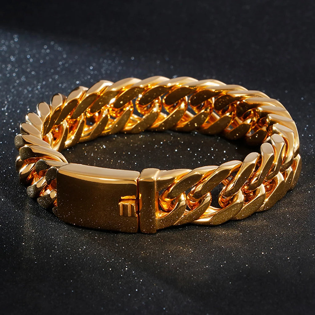 Men's Stainless Steel Cuban Links Bracelet 15mm