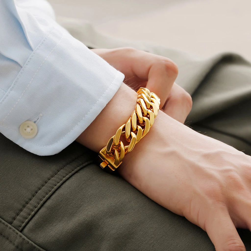Men's Stainless Steel Cuban Links Bracelet 15mm