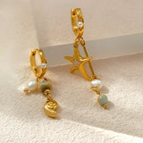 Circle Bead Star Asymmetrical Dangle Earrings for Women
