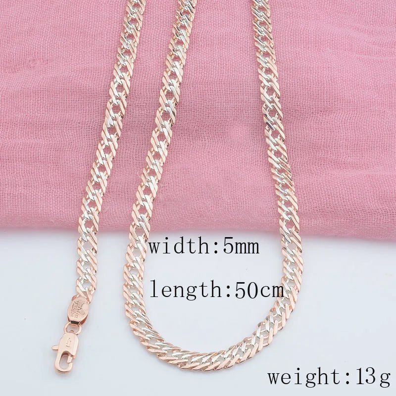 585 Rose Necklace Carve Weaving Mixed Chains 55cm