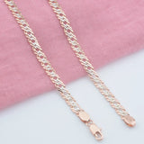 585 Rose Necklace Carve Weaving Mixed Chains 55cm