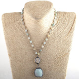 6mm Natural Stone Pendant Choker Necklace Ethnic Jewelry
