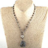 6mm Natural Stone Pendant Choker Necklace Ethnic Jewelry