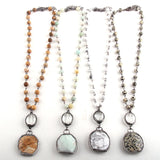 6mm Natural Stone Pendant Choker Necklace Ethnic Jewelry