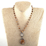 6mm Natural Stone Pendant Choker Necklace Ethnic Jewelry