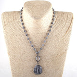 6mm Natural Stone Pendant Choker Necklace Ethnic Jewelry