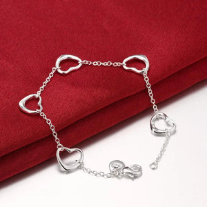 925 Silver Heart Bracelet Set for Women - Charm Jewelry Gift