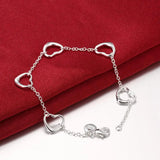 925 Silver Heart Bracelet Set for Women - Charm Jewelry Gift