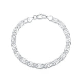925 Silver Tank Chain Bracelet Men&Women Charm Jewelry Gift