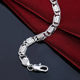 925 Silver Tank Chain Bracelet Men&Women Charm Jewelry Gift