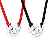 925 Silver Handcuff Les Menottes Pendant Necklace With Adjustable Rope