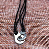 925 Silver Handcuff Les Menottes Pendant Necklace With Adjustable Rope