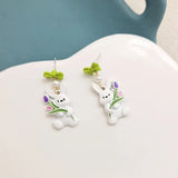 925 Silver Rabbit Earrings For Women Sweet Accessories