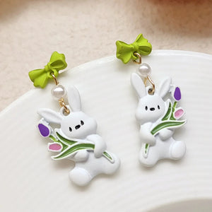 925 Silver Rabbit Earrings For Women Sweet Accessories