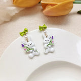 925 Silver Rabbit Earrings For Women Sweet Accessories