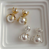 925 Silver Needle Pearl Earrings for Women Front and Back Stud Ear Accessory