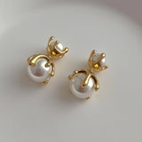 925 Silver Needle Pearl Earrings for Women Front and Back Stud Ear Accessory