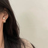 925 Silver Needle Pearl Earrings for Women Front and Back Stud Ear Accessory