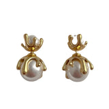 925 Silver Needle Pearl Earrings for Women Front and Back Stud Ear Accessory