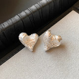 925 Silver Irregular Heart Earrings Women Sweet Temperament Wedding Gift