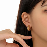 925 Silver Texture Metal Hoop Earrings for Women