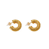 925 Silver Texture Metal Hoop Earrings for Women