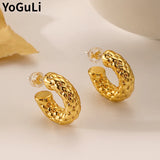925 Silver Texture Metal Hoop Earrings for Women