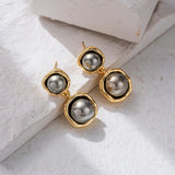 Vintage Gray Bead Dangle Earrings 925 Silver Needle For Women Wedding