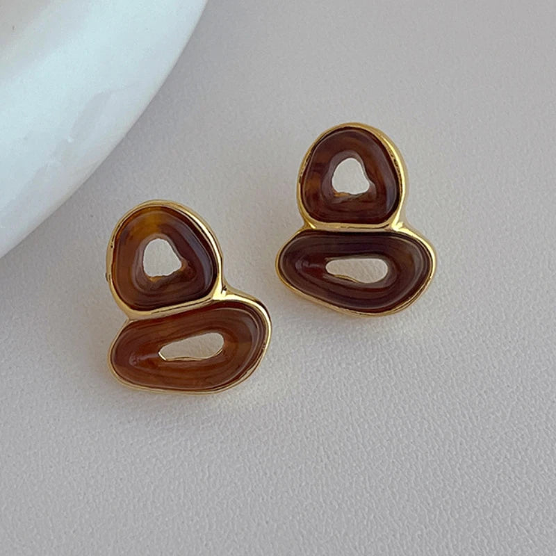 Vintage Resin Earrings 925 Silver Needle for Women