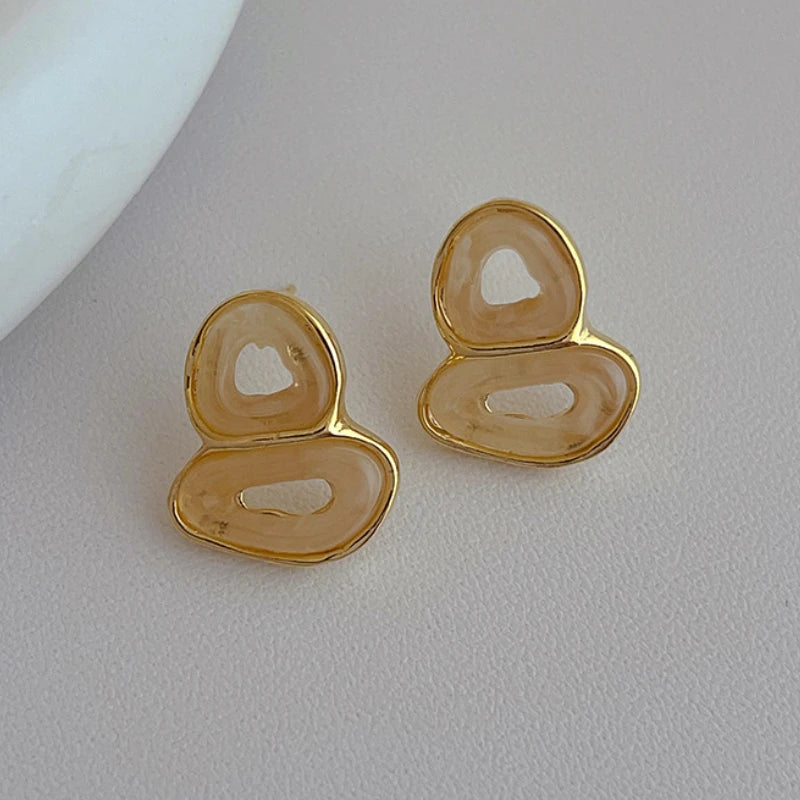 Vintage Resin Earrings 925 Silver Needle for Women