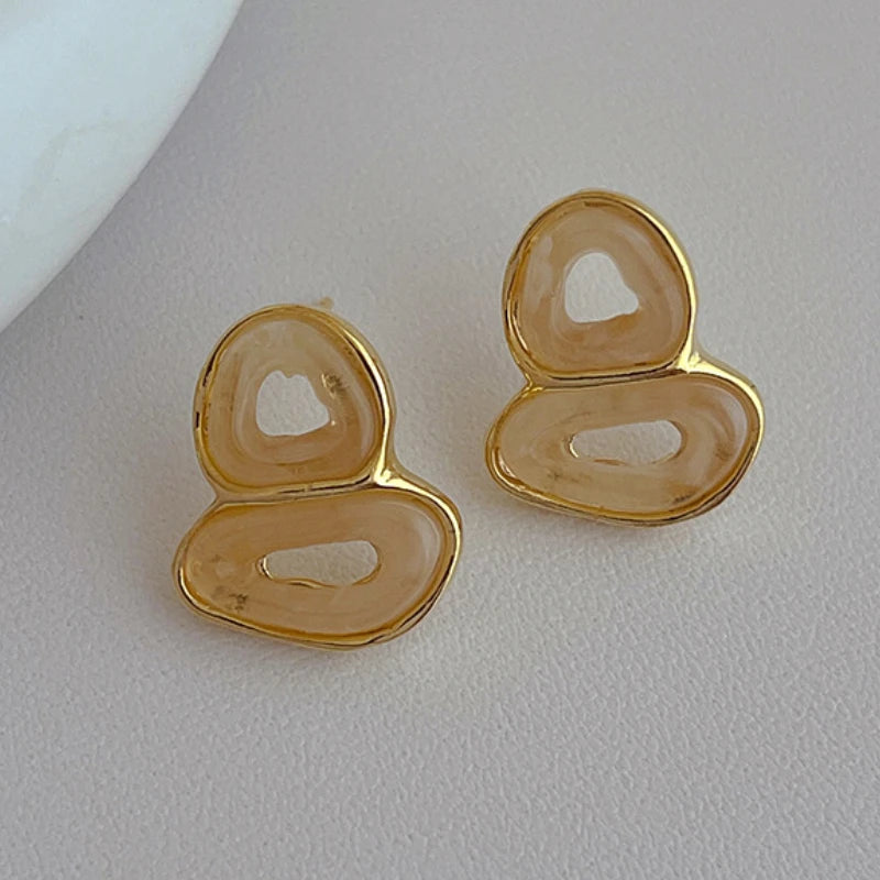 Vintage Resin Earrings 925 Silver Needle for Women