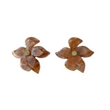 Vintage Resin Flower Earrings 925 Silver Needle