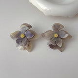 Vintage Resin Flower Earrings 925 Silver Needle