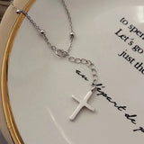 925 Silver Bobble Chain Cross Bracelet for Women