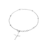 925 Silver Bobble Chain Cross Bracelet for Women