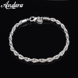 925 Sterling Silver Twist Bracelet 3MM4MM Woman & Men Jewelry