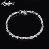 925 Sterling Silver Twist Bracelet 3MM4MM Woman & Men Jewelry