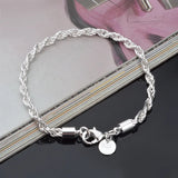925 Sterling Silver Twist Bracelet 3MM4MM Woman Men Jewelry